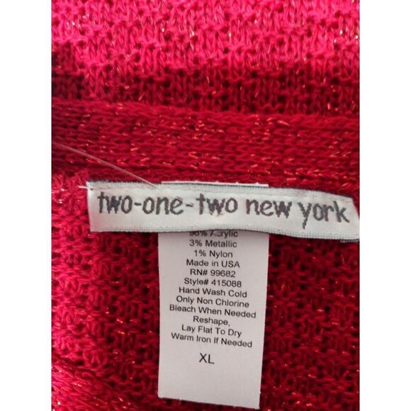 Two-One-Two New York Red long sleeve lightweight 3/4 sleeve Sweater Size XL(NWT) - Picture 6 of 10